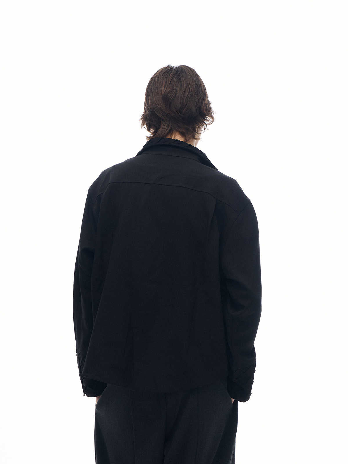 "Woven" Pleated Blended Long Shirt